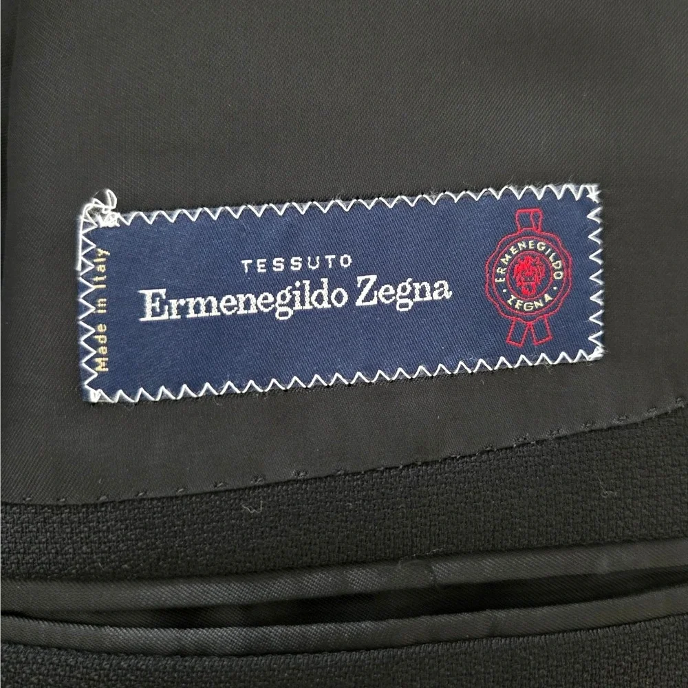Ermenegildo Zegna Lubiam Black Wool Blazer Mens Size 50L‎ Made in Italy Luxury